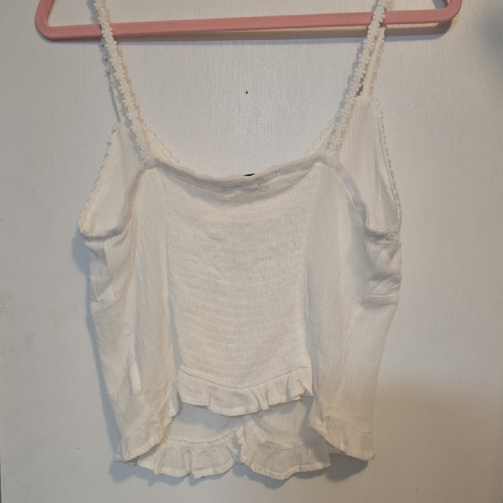 Crave Fame Cream Ruched Ruffled Crop Camisole - Picture 3 of 5